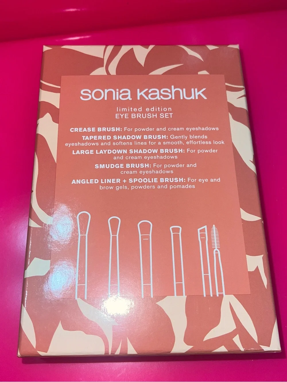 Sonia Kashuk Pink Eye Brush Set with Mint Green Pouch